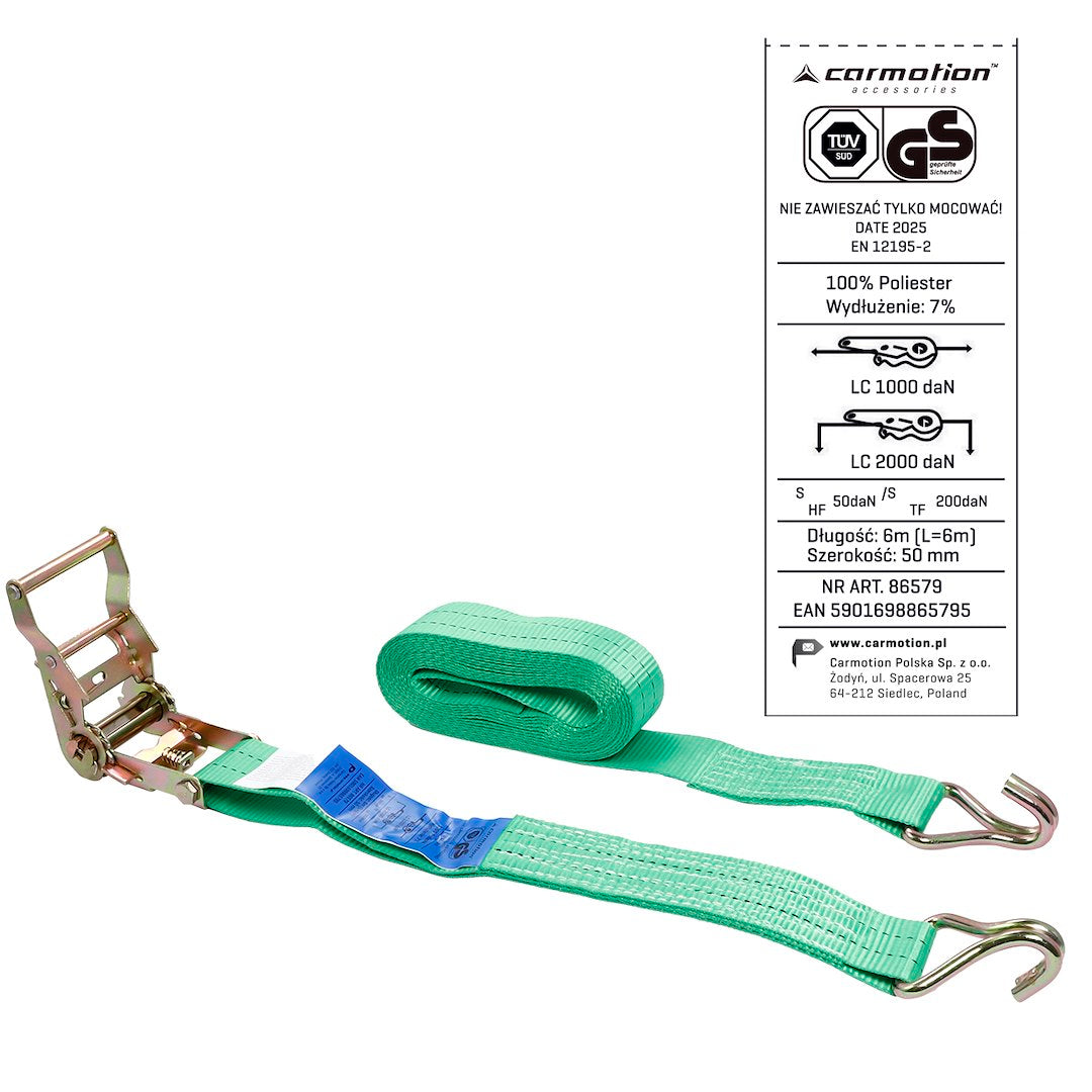 Ratchet rögzítő heveder 50 mm max 2000 kg 6 m – kép 4