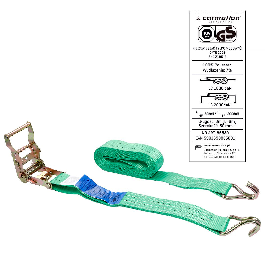 Ratchet rögzítő heveder 50 mm max 2000 kg 8 m – kép 4