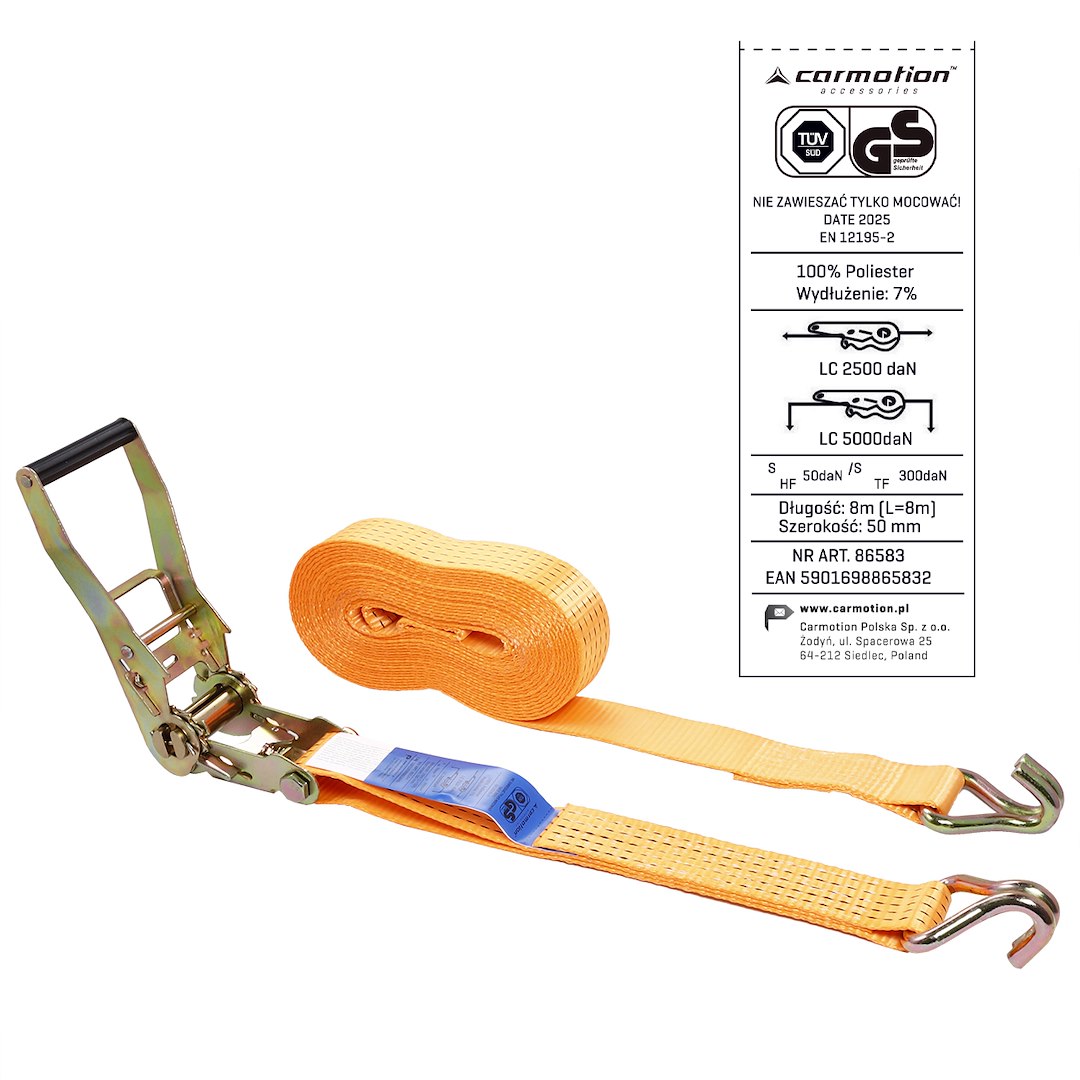 Ratchet rögzítő heveder 50 mm max 5000 kg 8 m – kép 4