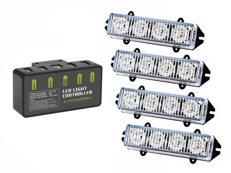 Figyelmeztető lámpák 12V 16W 4 darabos készlet vezérlővel és vezetékes távirányítóval – kép 2