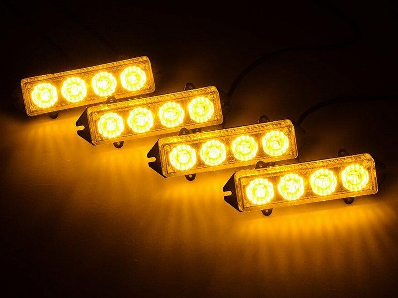 Figyelmeztető lámpák 12V 16W 4 darabos készlet vezérlővel és vezetékes távirányítóval – kép 3