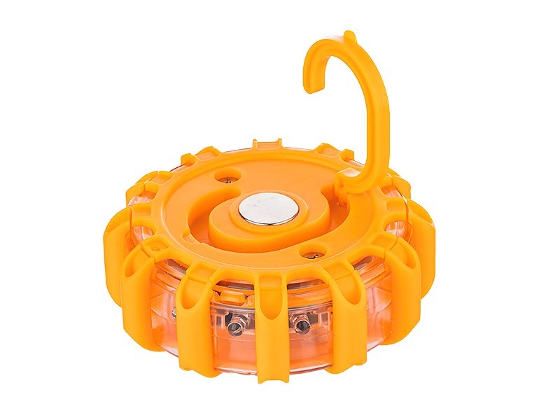 Vészjelző lámpa 12 LED  3 LED mágnessel és kampóval szerelve tápegység 3x AAA narancssárga színben – kép 2