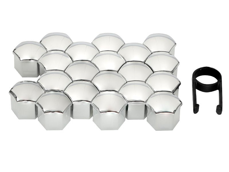 21 mm-es csavaros fedelek, króm, 20 + 1 db