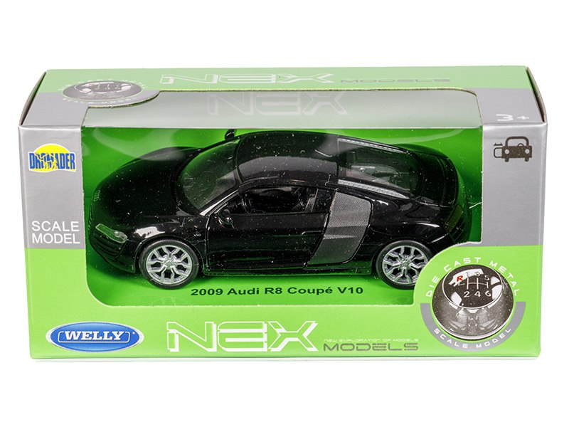 1:34 es modell 2009 Audi R8 Coupe V10 fekete – kép 4