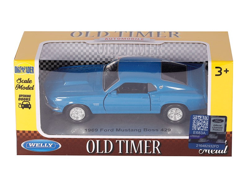 1:34 es modell 1969 FORD Mustang Boss 429 kék A876FMB4N – kép 4