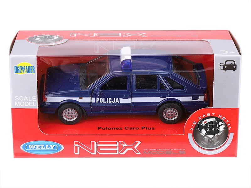 1:34 es modell PRL Polonez Caro Plus POLICJA tengerészkék és fehér A884PCPPOGB – kép 3