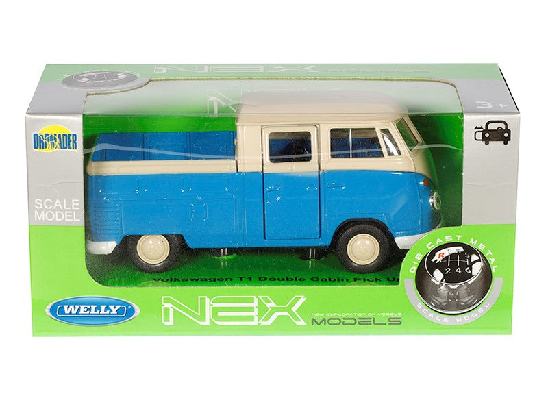 1:34 es modell VW T1 Double Cabin Pick Up krémkék A880VTDCPNK – kép 4