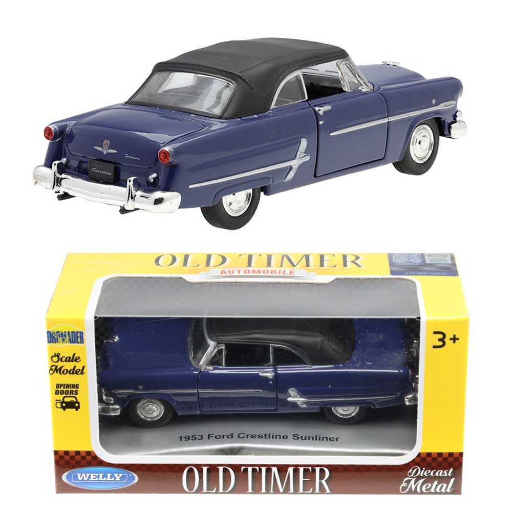 Ford Crestline Sunliner 1953 modellautó 1:34 – sötétkék fém kivitel