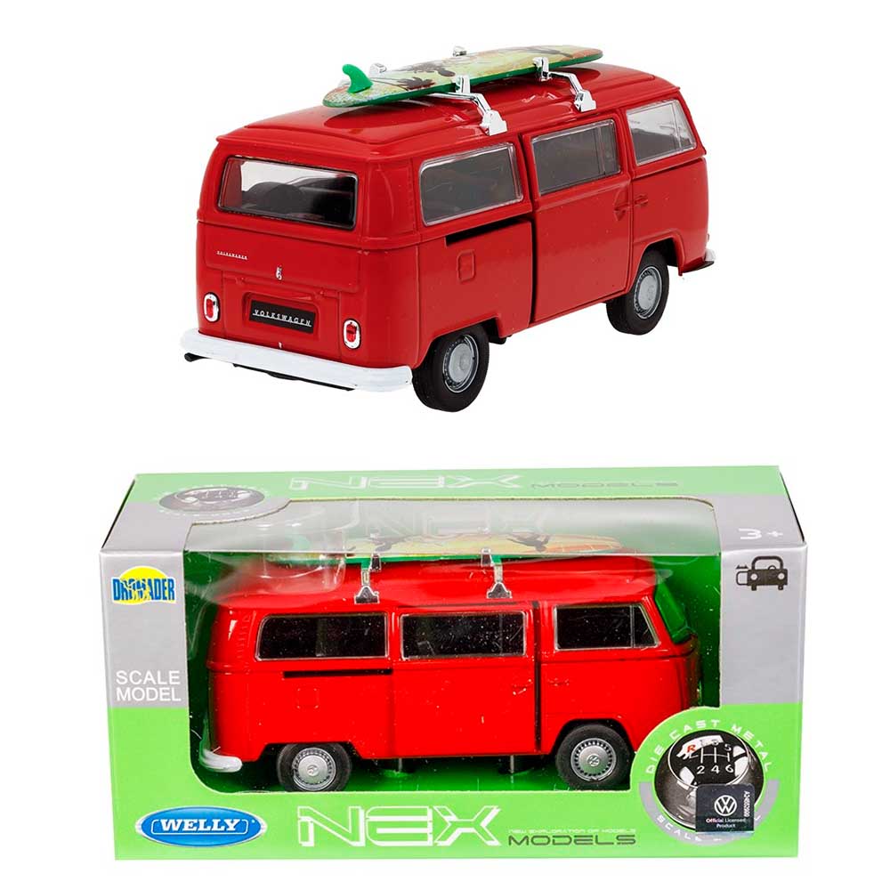 Volkswagen Bus T2 1972 modellautó – 1:32, piros
