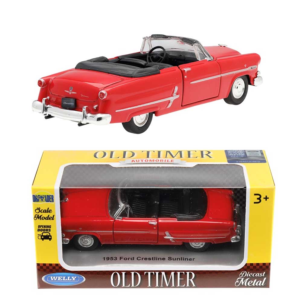 Ford Crestline Sunliner 1953 modellautó – 1:34, piros