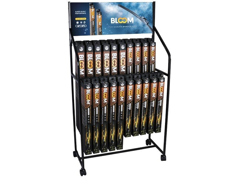 Lapos ablaktörlő lapátok készlete BLOOM U, 90 el.  + A kerekes állvány