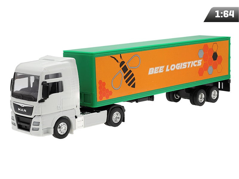 1:64-es modell, MAN TGX XXL, fehér vontató, Bee Logistics pótkocsi