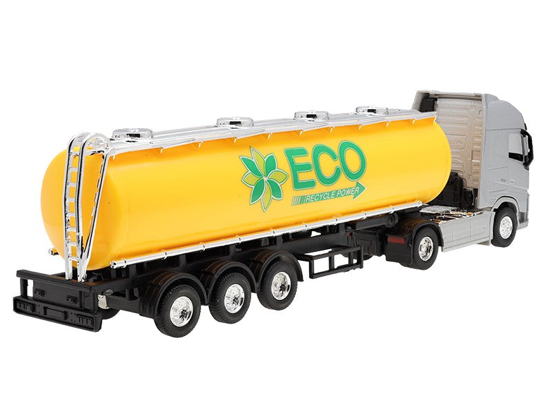 1:64 es modell VOLVO FH ezüst színű vontató sárga ECO tartálykocsi – kép 3