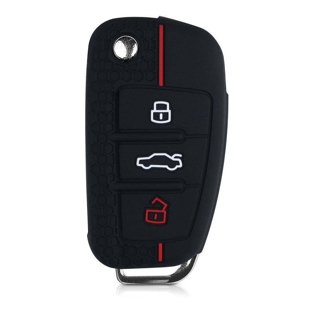 Audi kulcs szilikon tok 3 gombos Fekete