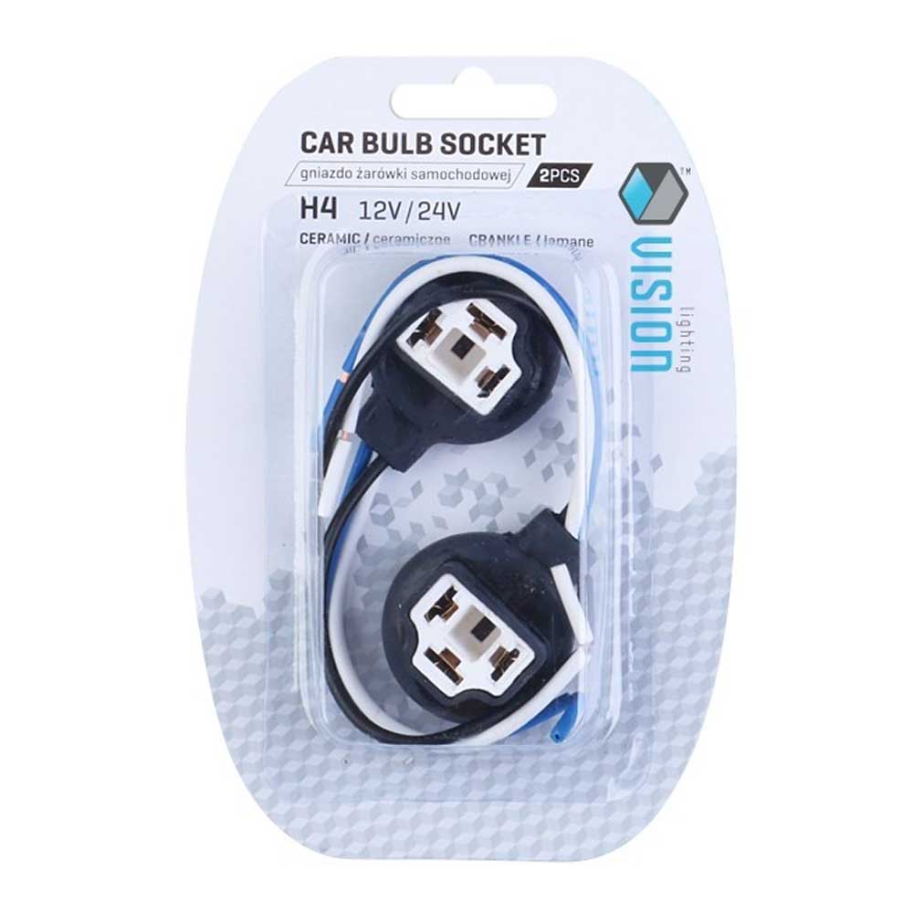 Izzó foglalat, H4 kerámia, kábel 15cm, 2 db