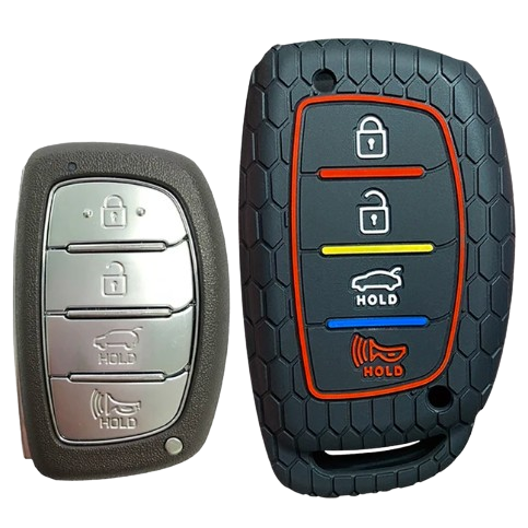 Hyundai kulcs szilikon tok 4 gombos Fekete
