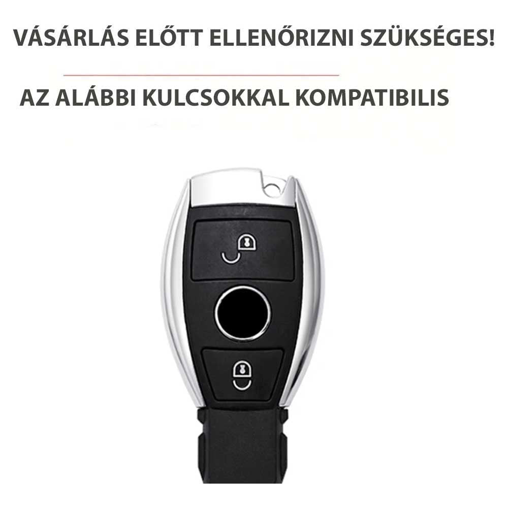Mercedes 2 gombos TPU kulcstok - Kékesszürke