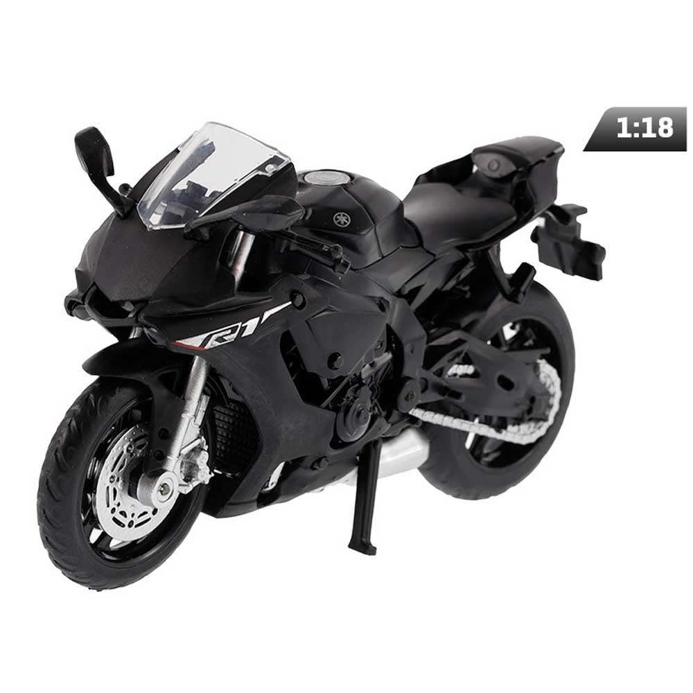 Motor modell – Yamaha YZF-R1 (1:18, fekete)