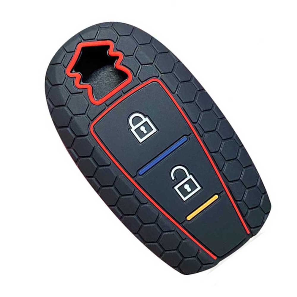 Fekete színű, 2 gombos Suzuki kulcs szilikon tok.