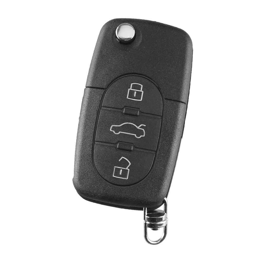 Fekete színű, 3 gombos Audi bicskakulcs, kulcsház.