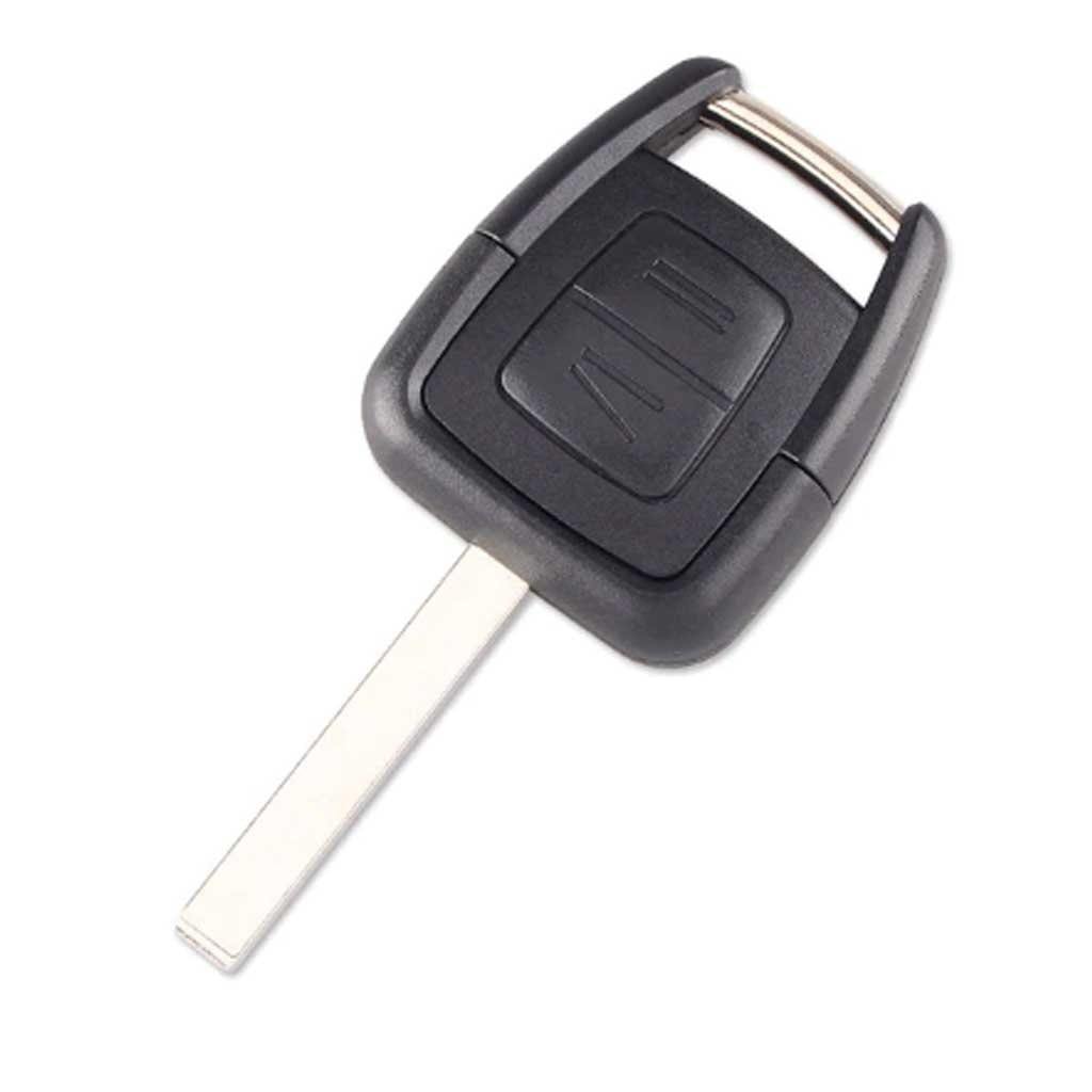 Fekete színű, 2 gombos Opel kulcs.