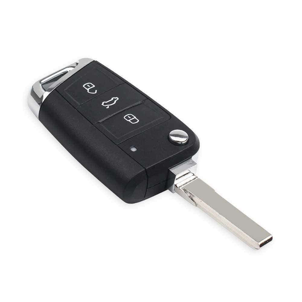 Fekete színű Skoda bicskakulcs, kulcsház. Fehér mintás gombokkal.