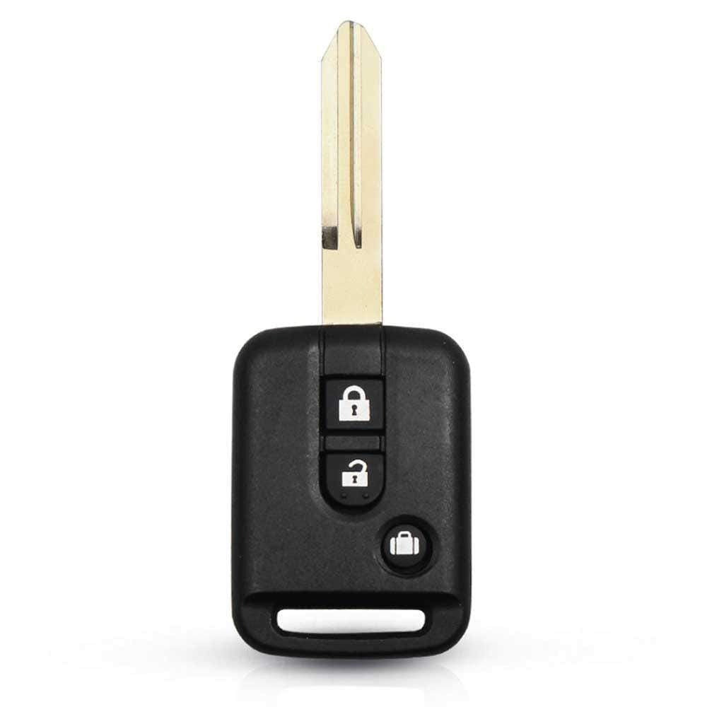 Fekete színű, 3 gombos Nissan kulcs fehér színű gombokkal.
