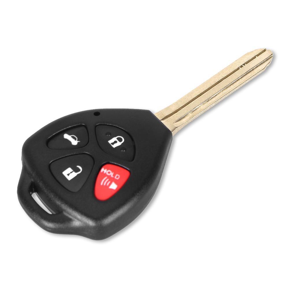 Fekete színű, 4 gombos Toyota kulcs.
