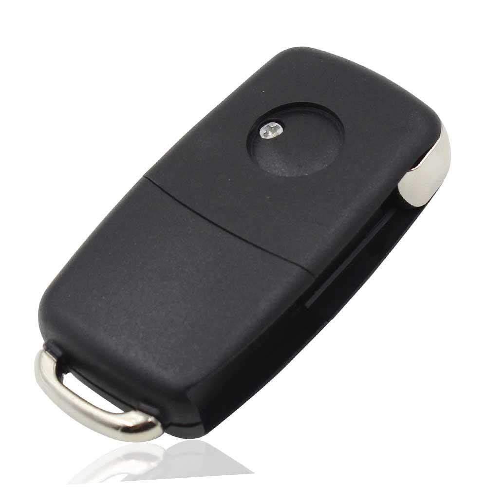 Fekete színű, 3 gombos Skoda bicskakulcs, kulcsház hátulja.